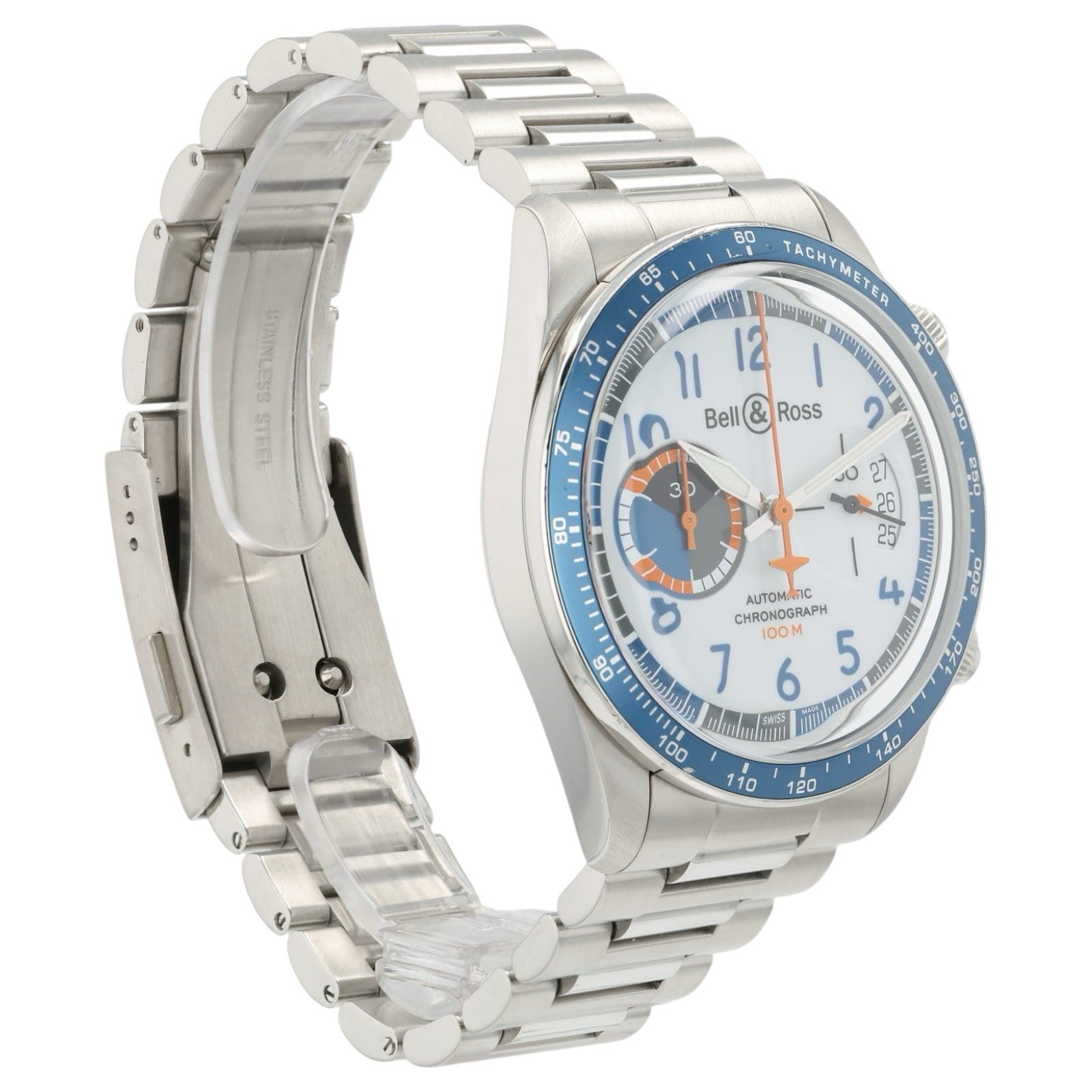 Bell & Ross Chronograph White Dial Steel 41mm Automatic Mens Watch BRV2-94-S