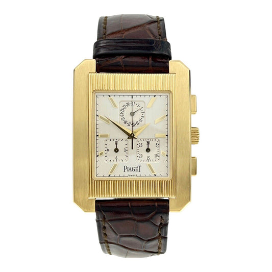 Men's Piaget Protocole Watch 18K Yellow Gold 14600 Silver Dial Quartz Movement