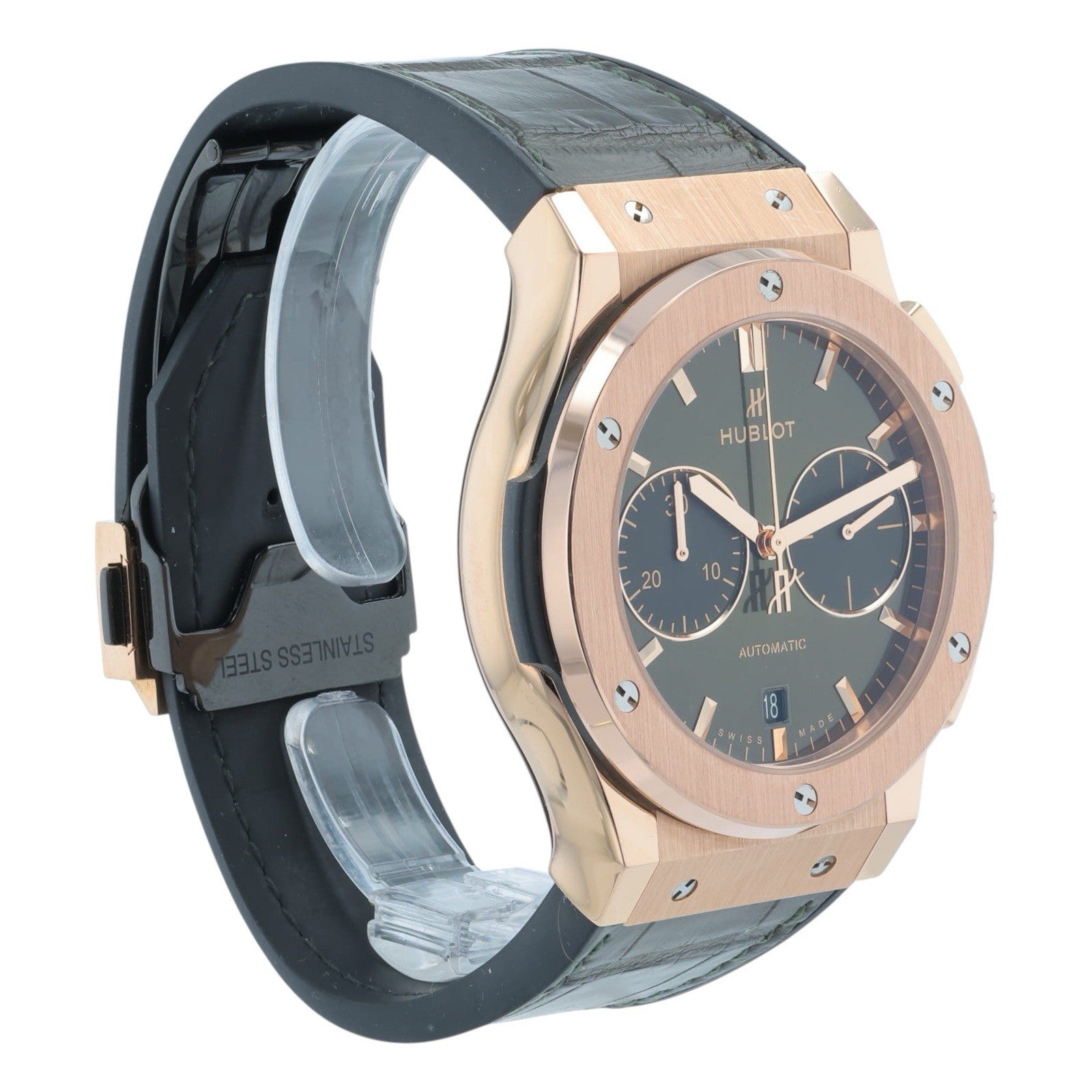 Hublot Classic Fusion 18k Rose Gold Green Dial 45mm Automatic 521.OX.8980.LR