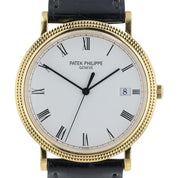 Patek Philippe Calatrava 18k Yellow Gold White Dial 33mm Quartz Mens Watch 3944J