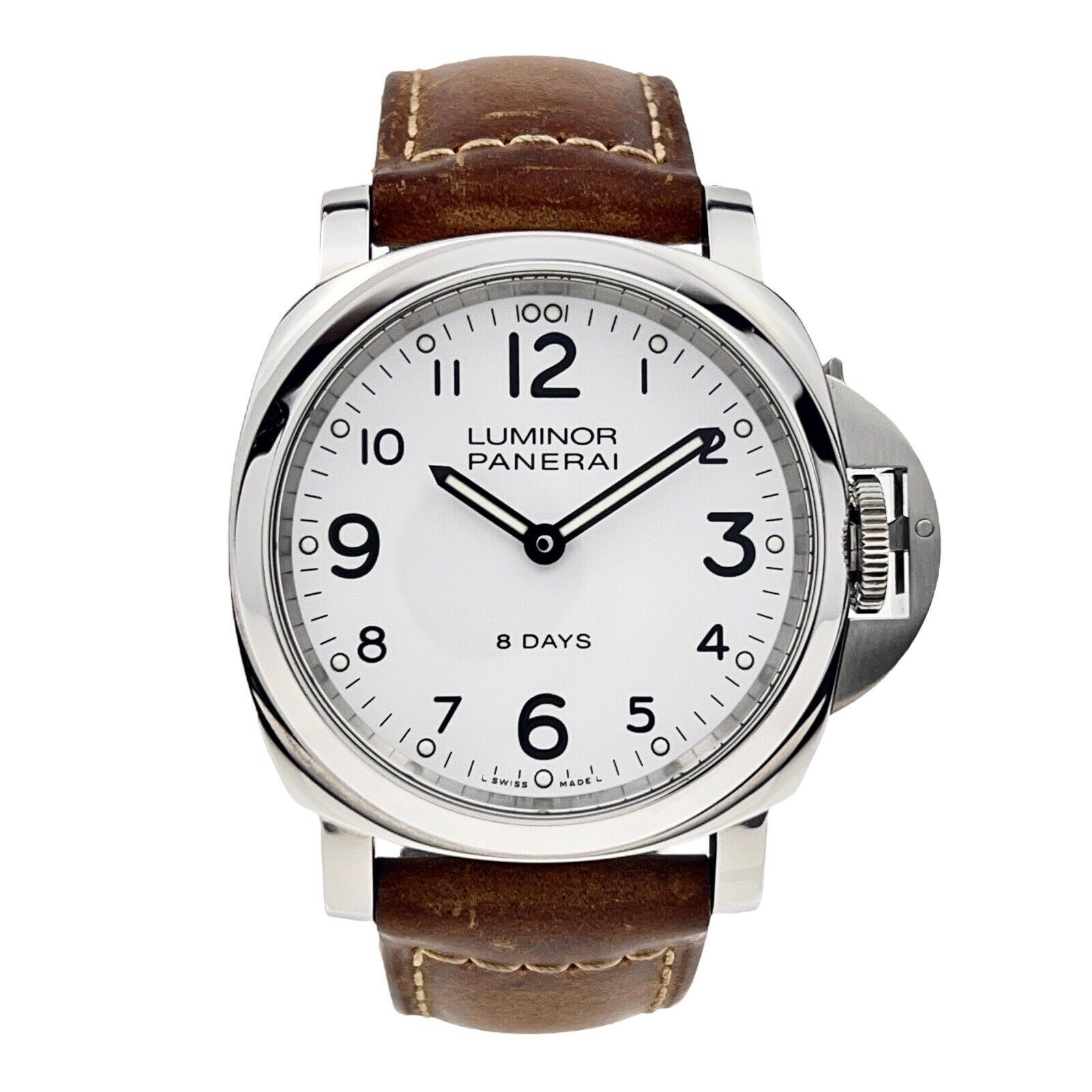 PANERAI Luminor Base 8 Days 44mm Mens White Dial Watch Ref PAM00561 Manual Wind