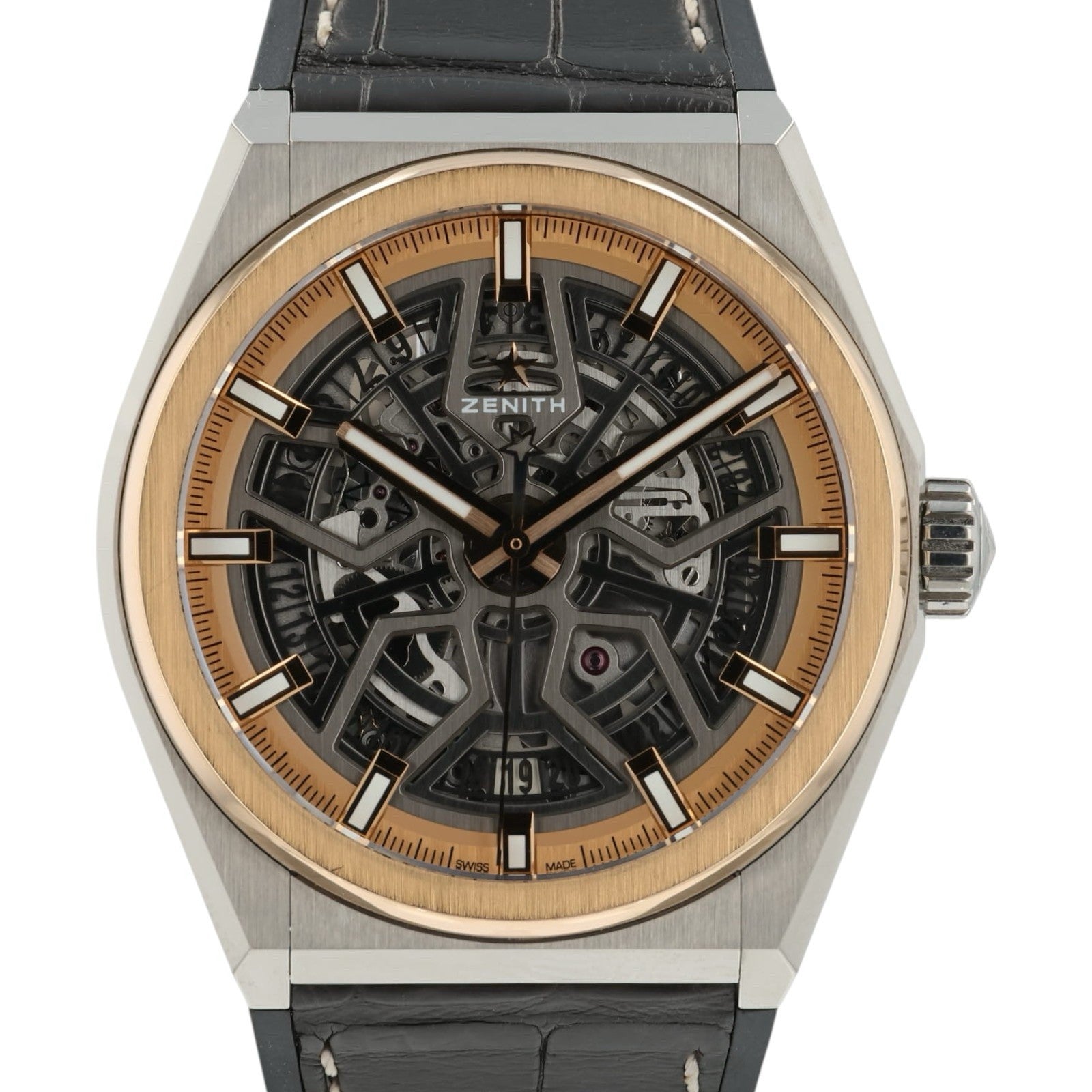 Zenith Defy Skyline Skeleton Dial 18k Rose Gold & Titanium 41mm Mens 87.9001.670