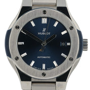 Hublot Classic Fusion Titanium Blue Dial 33mm Auto Women's Watch 585.NX.7170.NX