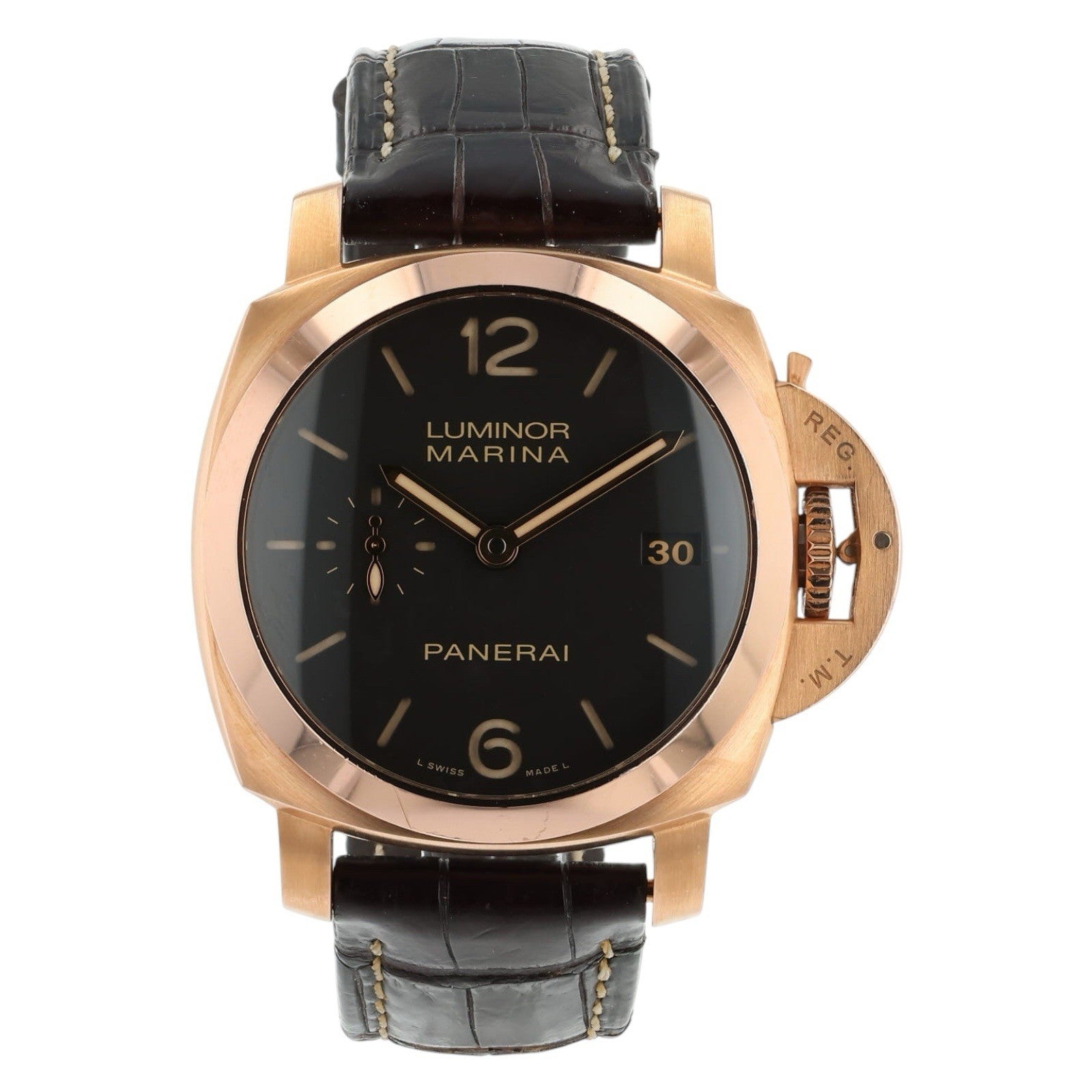 Panerai Luminor Marina 18k Rose Gold Black Dial 42mm Automatic Mens PAM00393