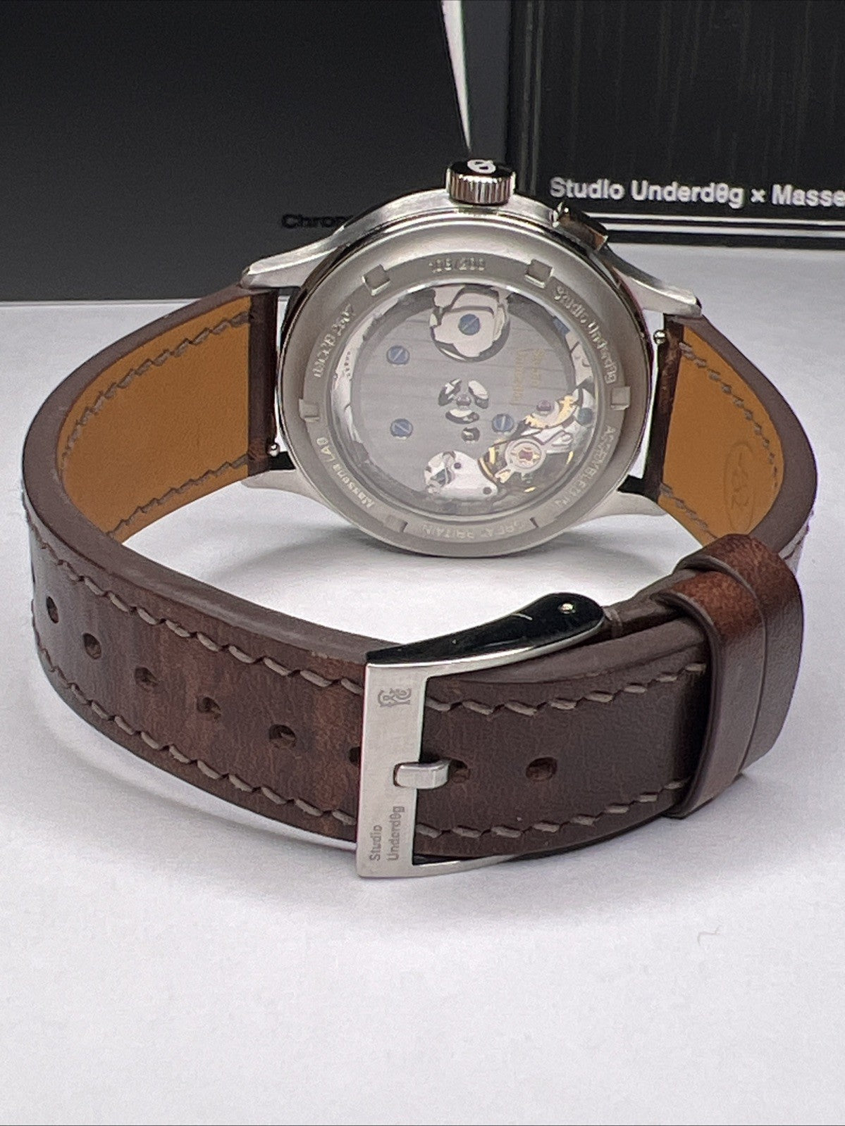 Studio Underdog Massena LAB Champagne Caviar 38.5mm Chronograph Watch Box Papers