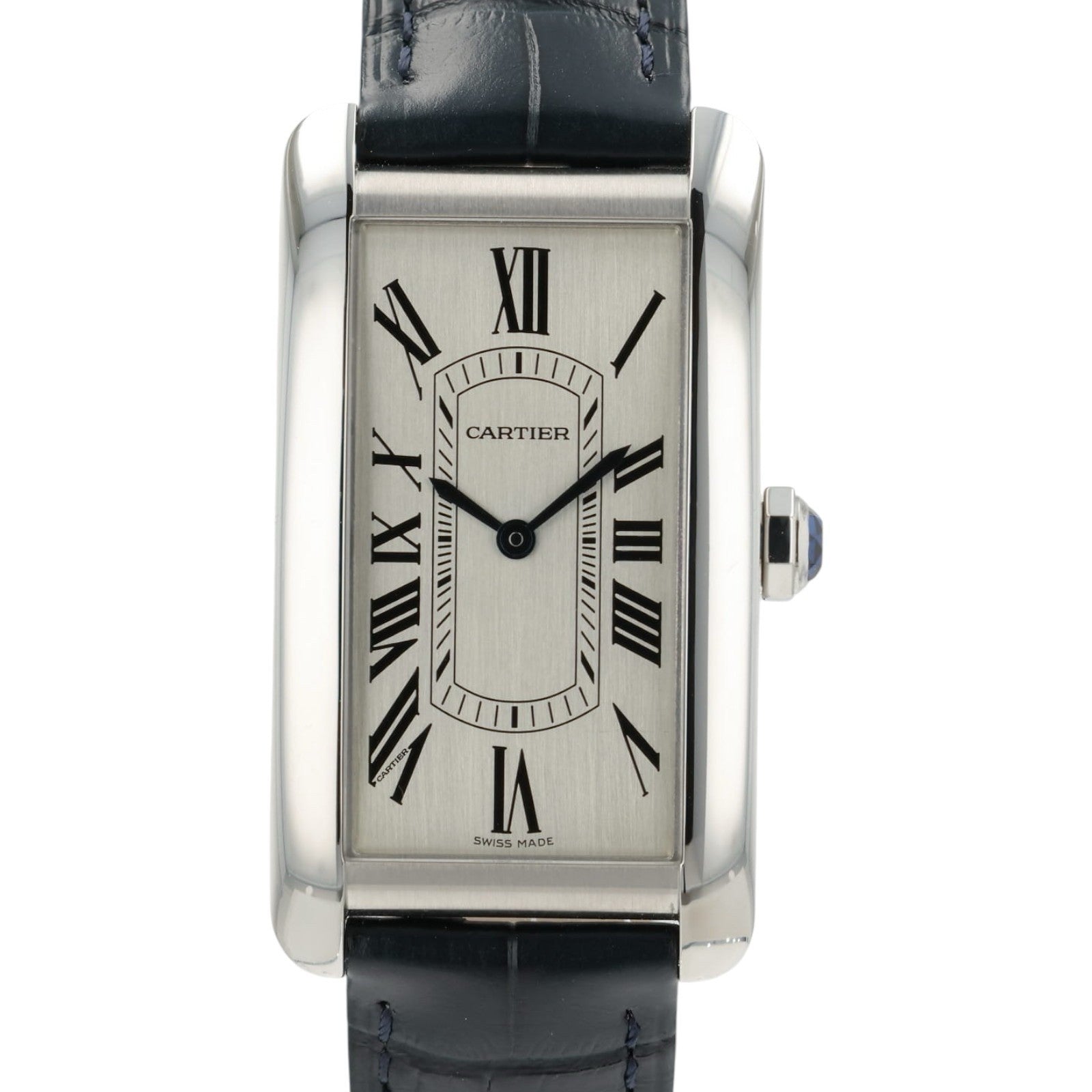 Cartier Tank Large Americaine Silver Dial Steel 24mm Auto Men's Watch WSTA0083