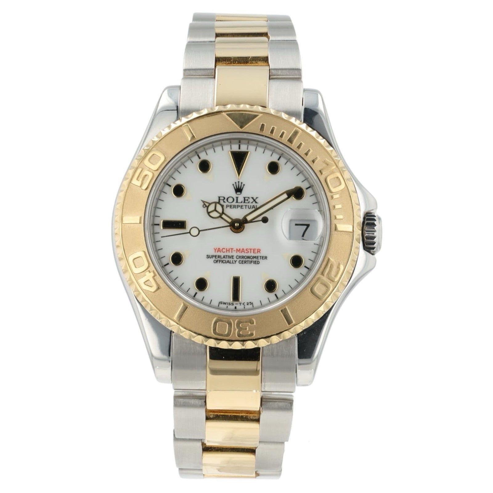 Rolex Yachtmaster White Dial Gold & Steel 35mm Automatic Unisex Watch 68623