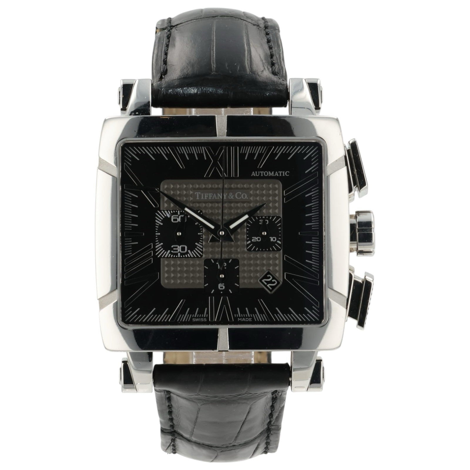 Tiffany Atlas Chrono Black Dial Stainless Steel 40mm Automatic Mens Watch
