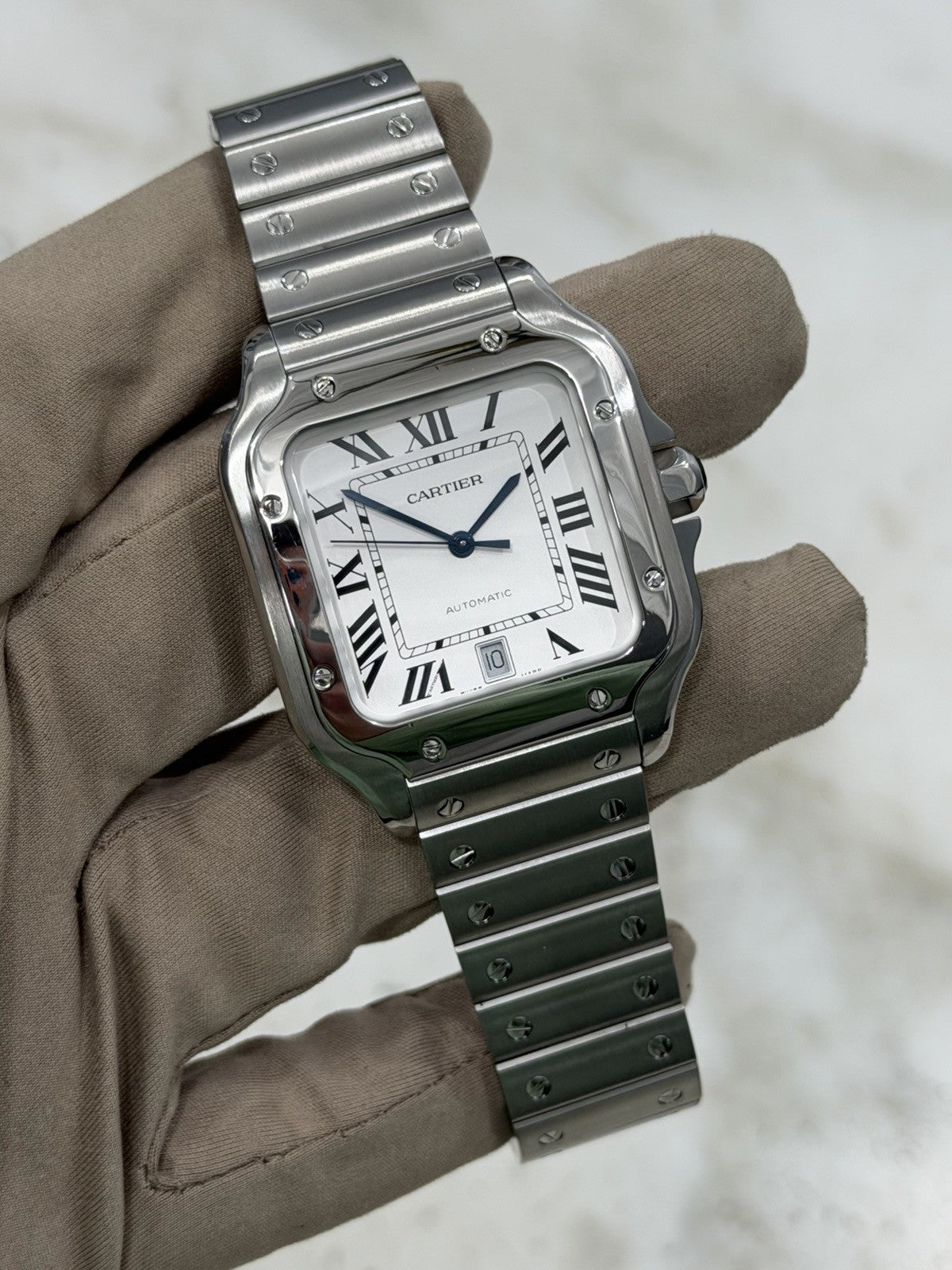 2022 Cartier Santos Large Steel Silver Dial 39mm Automatic Men's Watch WSSA0018