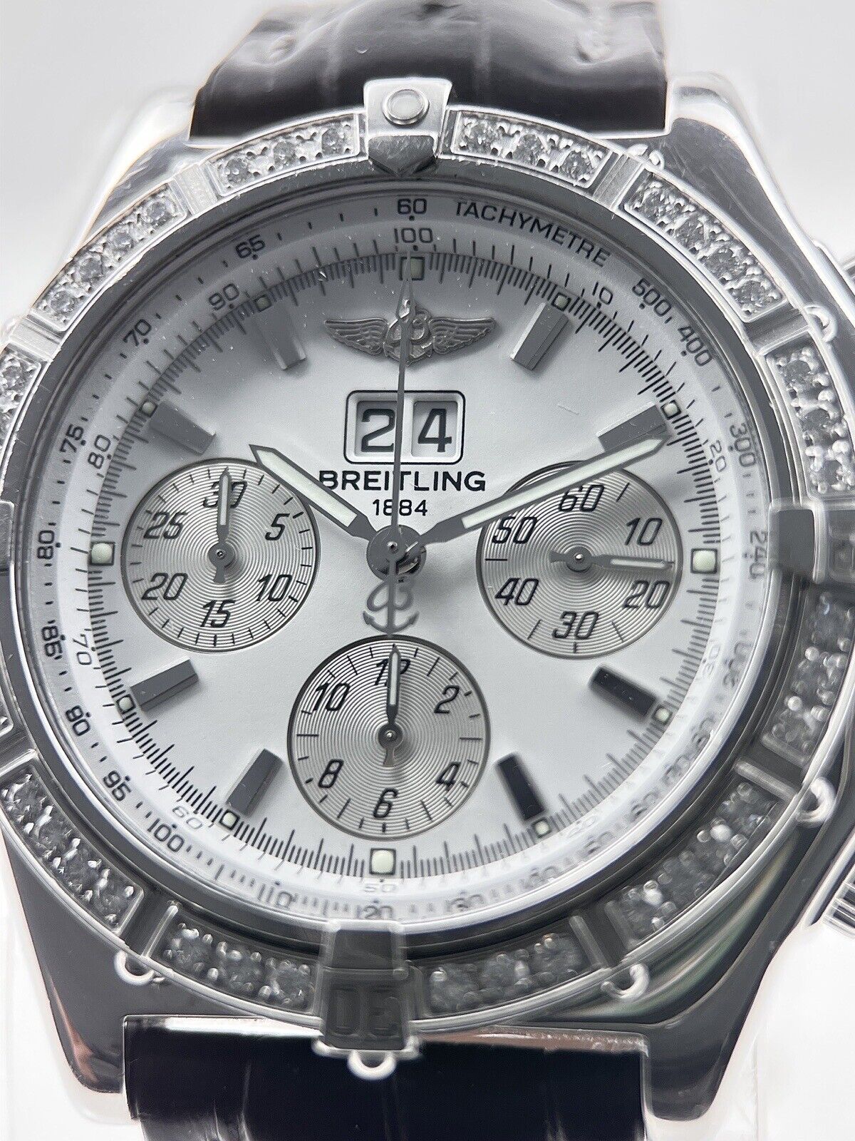 Breitling Crosswind Special 44mm Automatic Watch A44355 w/ Diamond Bezel