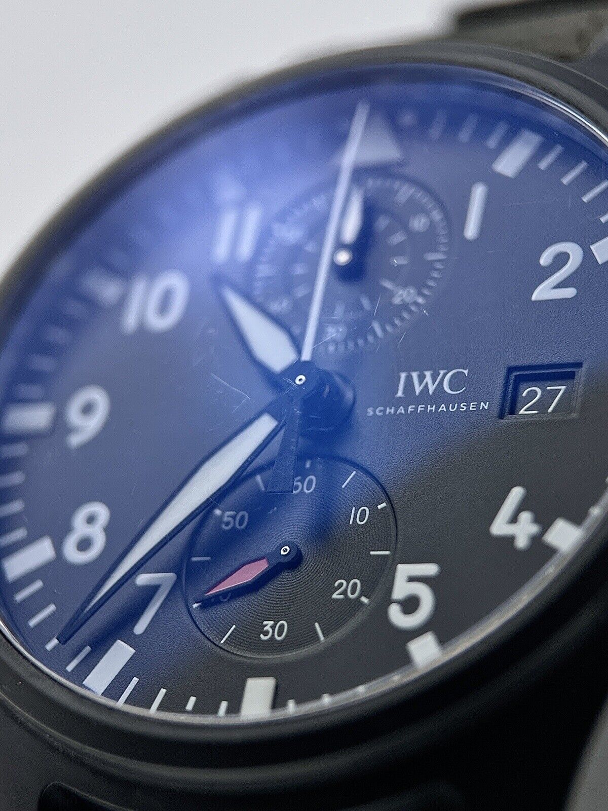 IWC Pilot Automatic Ceramic Watch Chronograph Top Gun IW389001 Box And Papers