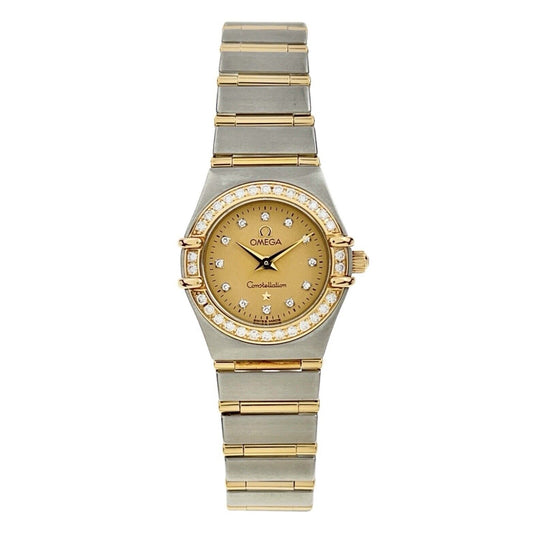 Omega Constellation Steel Champagne 22mm Diamond Bezel Women’s Watch