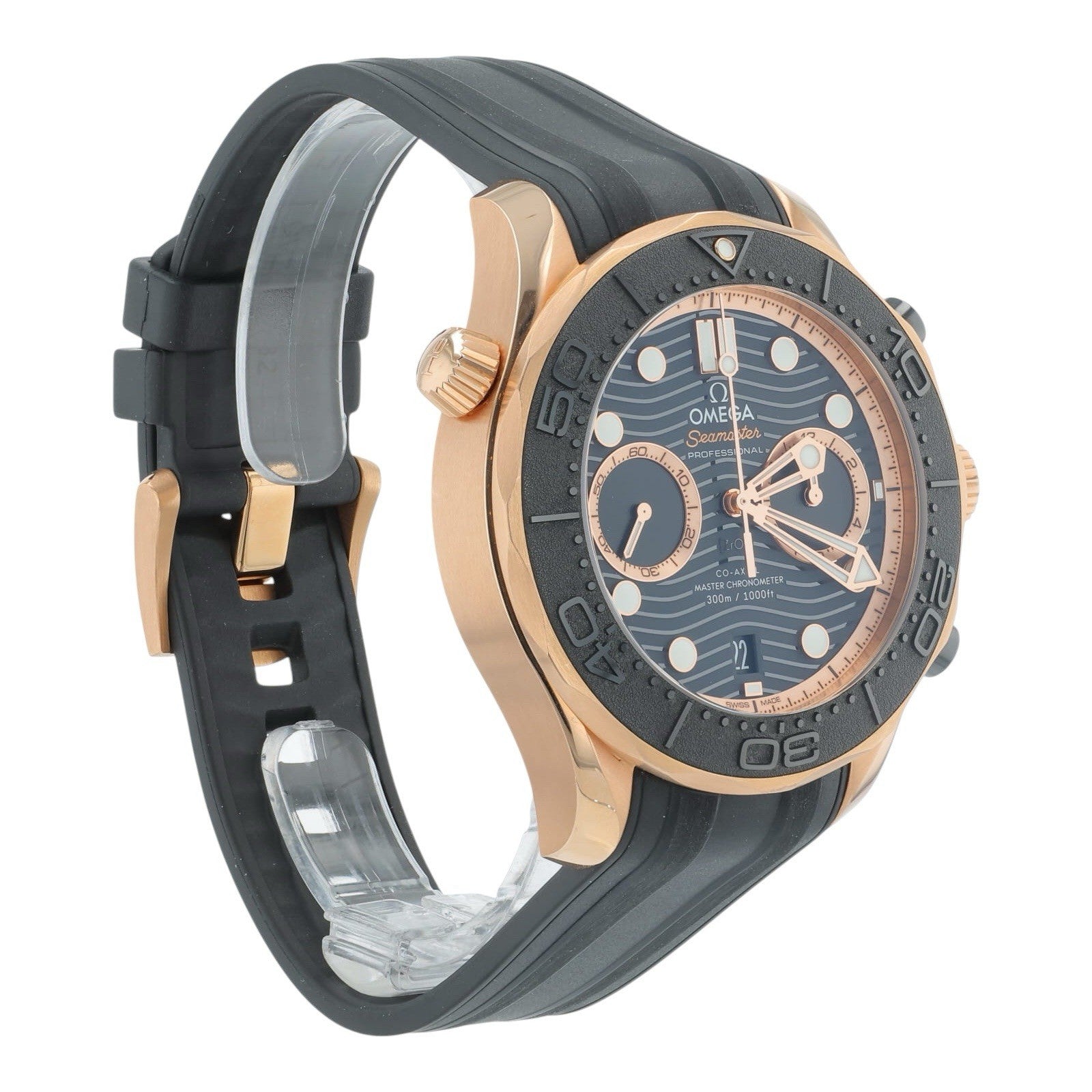 Omega Seamaster Diver 18k Rose Gold Black Dial 44mm Mens 210.62.44.51.01.001