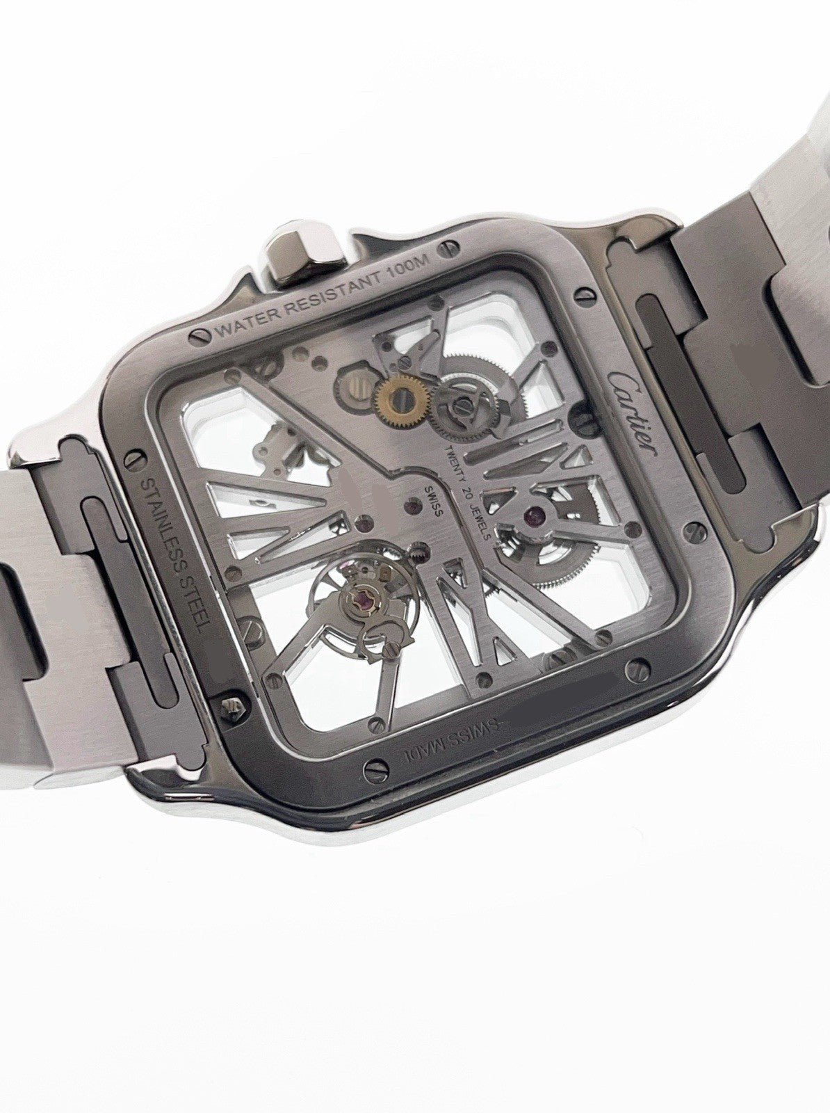 Cartier Santos Skeleton Dial Stainless 39.8mm Manual Wind Men's Watch WHSA0015