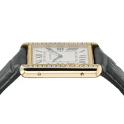 Cartier Tank Solo Silver Dial 18k Yellow Gold 34mm Quartz Diamond Watch W5200004