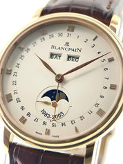 Blancpain Villeret Quantieme 18k Rose Gold Silver Dial 38mm Automatic Watch 6263