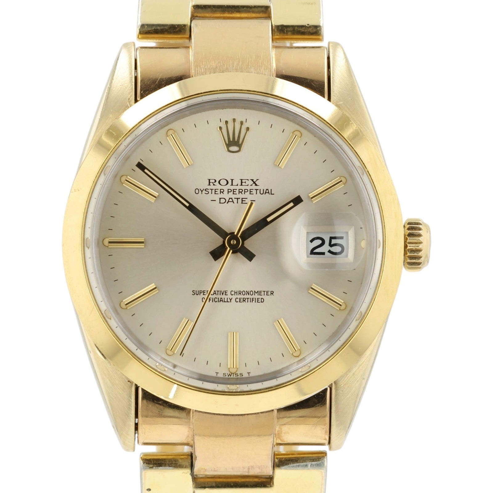 Rolex OP Date Champagne Dial Gold and Steel 34mm Automatic Unisex Watch 15505