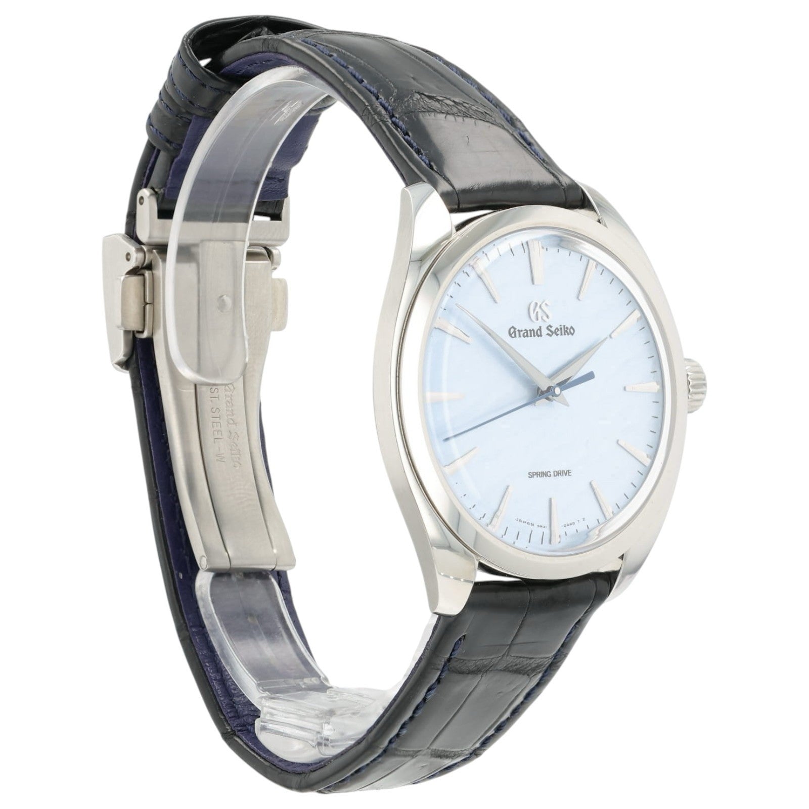Grand Seiko Omiwatari Blue Dial Steel 38.5 Manual Wind Mens Watch SBGY007