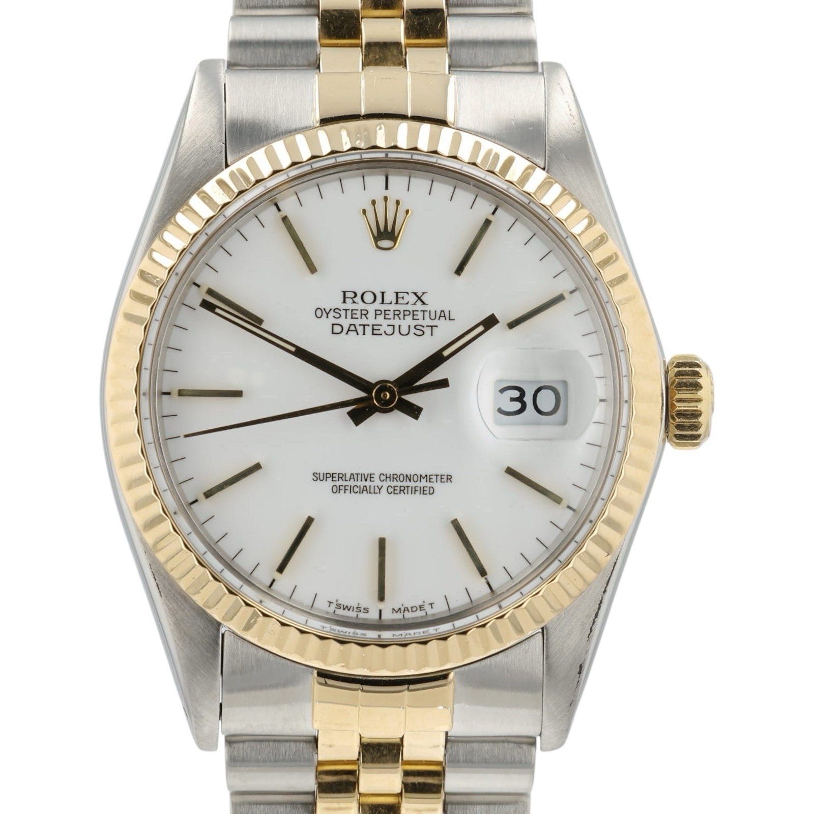 Rolex Two Tone Datejust White Dial Gold & Steel 36mm Automatic Men’s Watch 16013