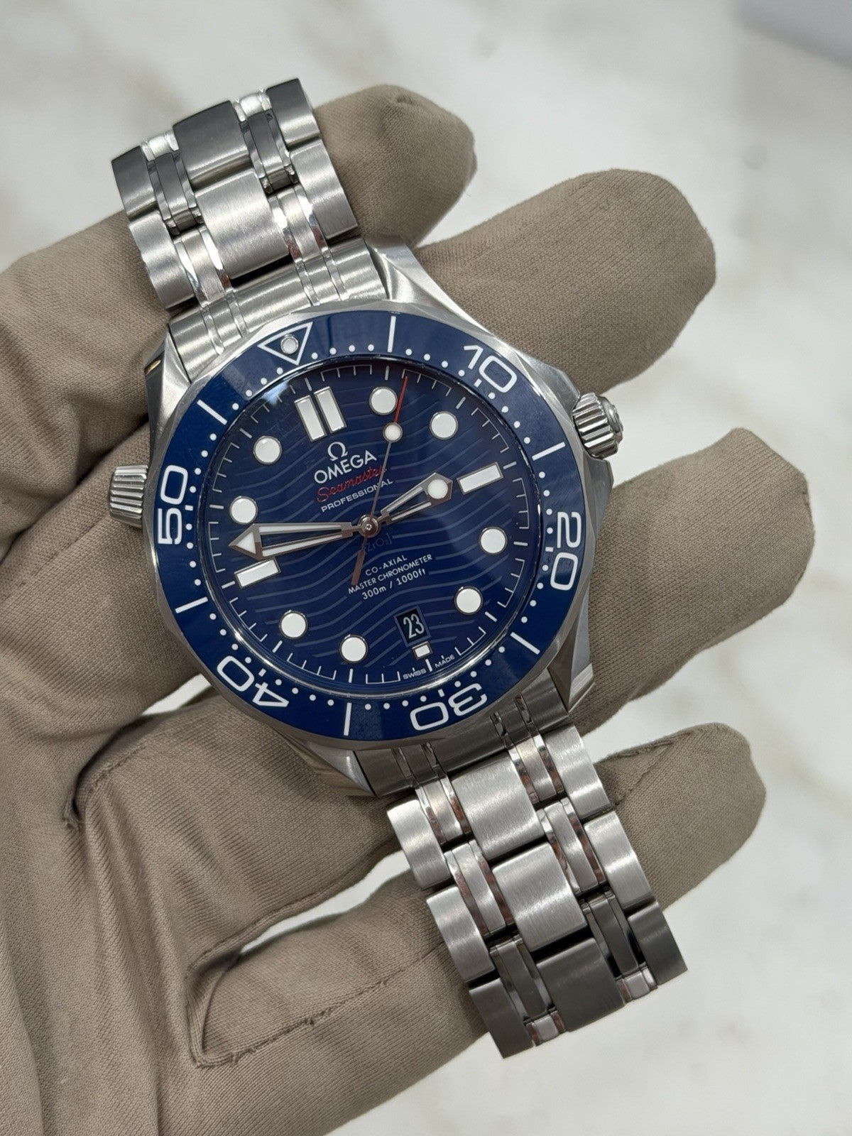 2025 Omega Seamaster Date 300m Diver Blue Ceramic Watch 210.30.42.20.03.001