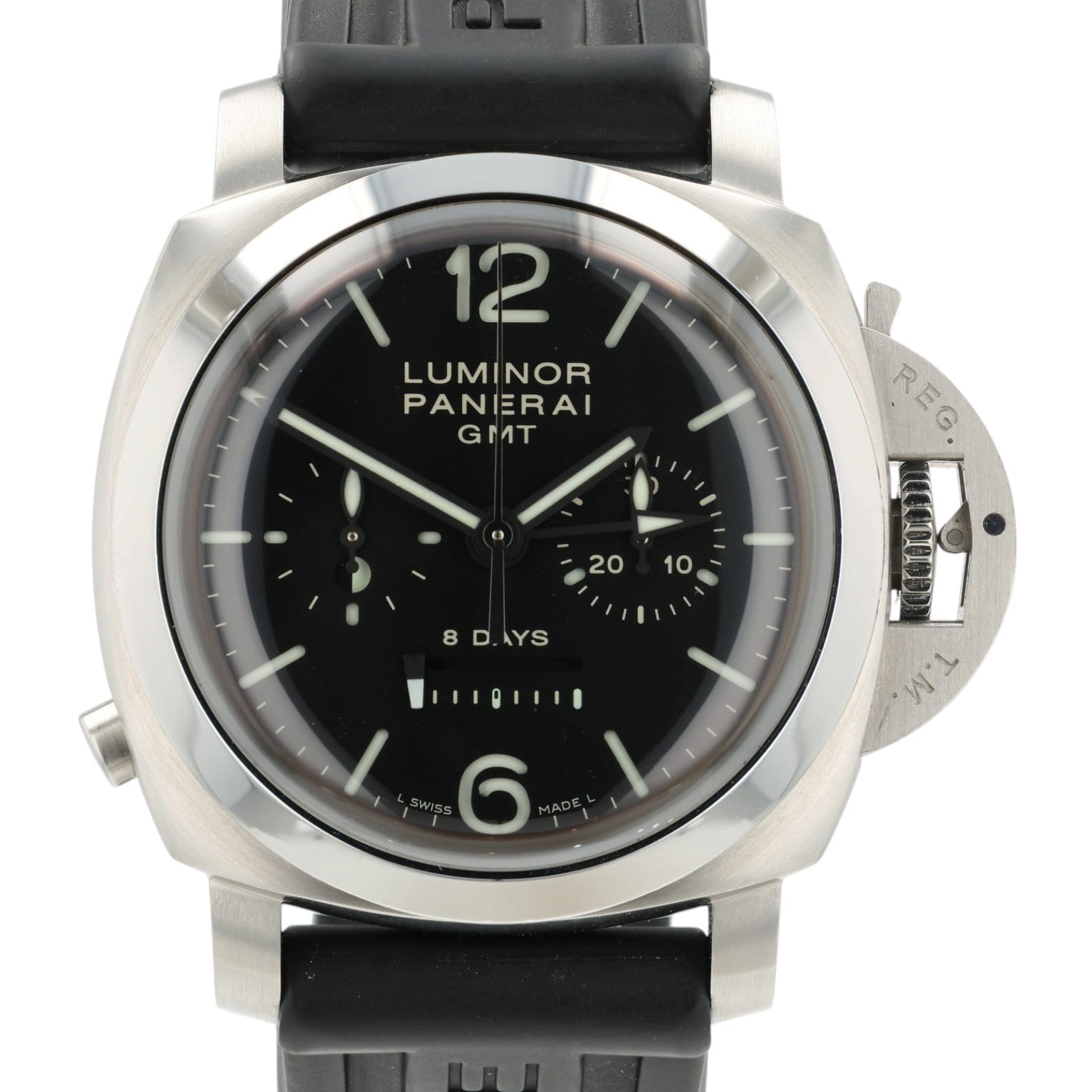 Panerai Luminor GMT 8 Days Black Dial Steel 44mm Manual Men's Watch PAM00275