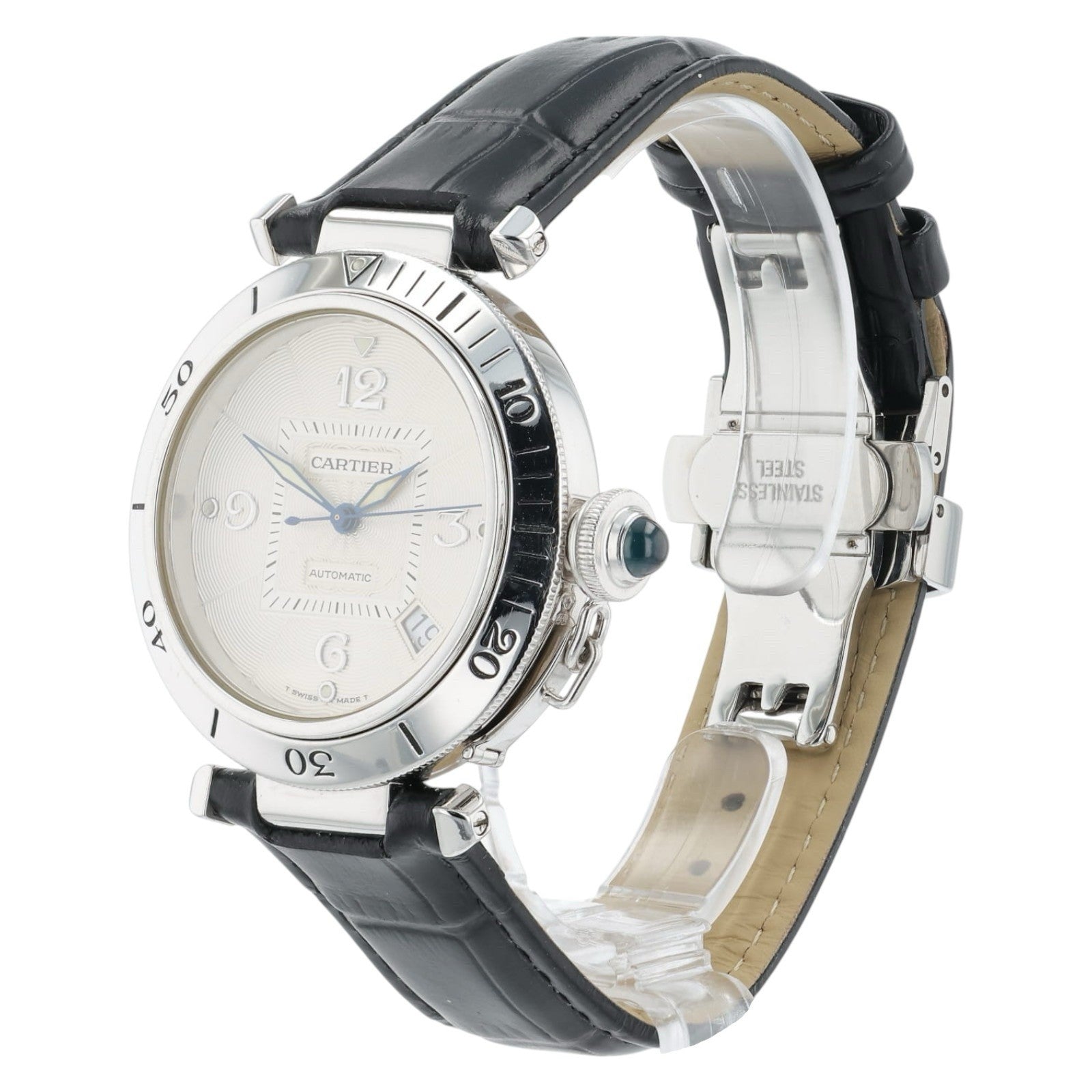 Cartier Pasha Silver Dial 18k White Gold 38mm Automatic Movement Mens Watch 2353