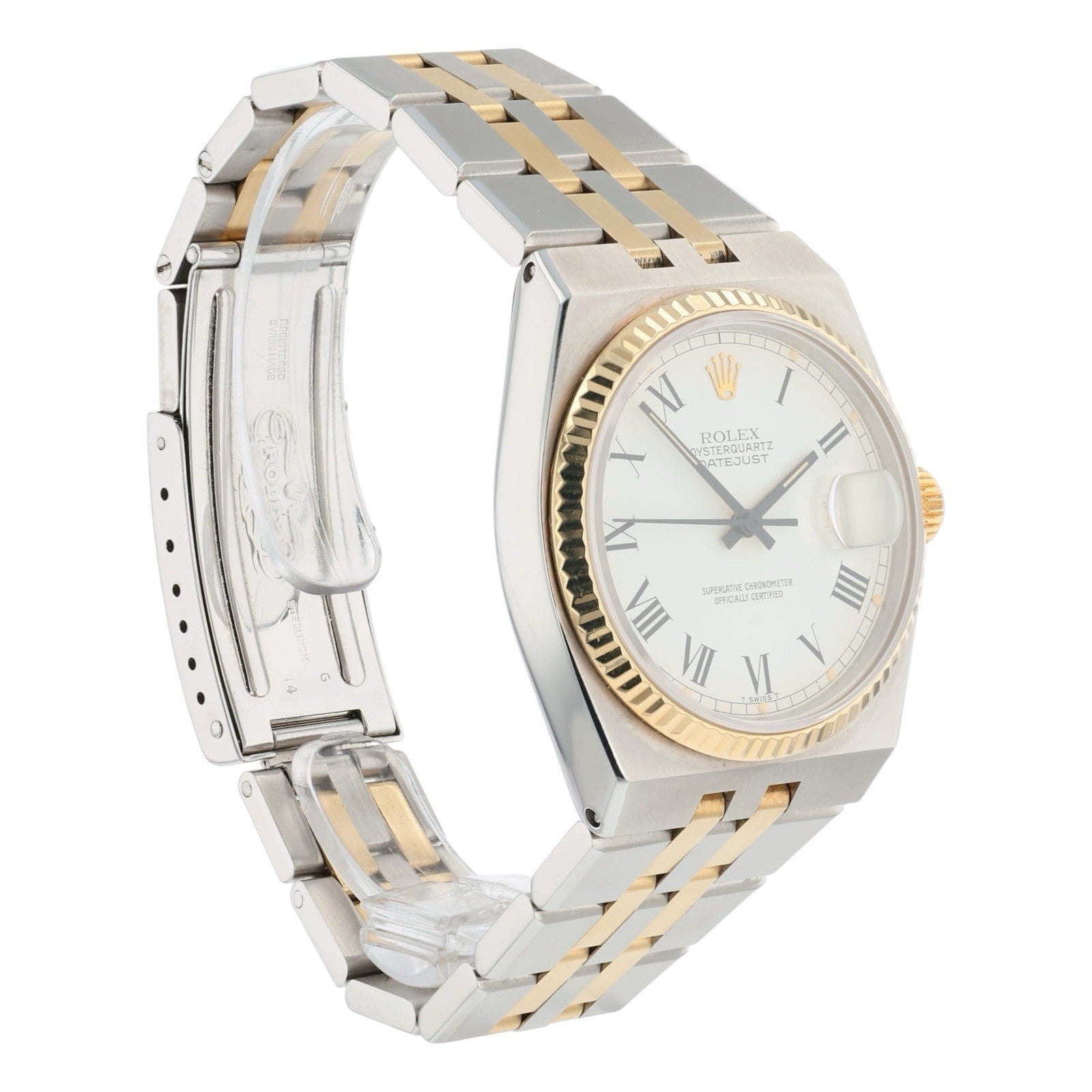 Rolex Datejust OysterQuartz Gold & Steel White Dial 36mm Quartz Mens Watch 17013