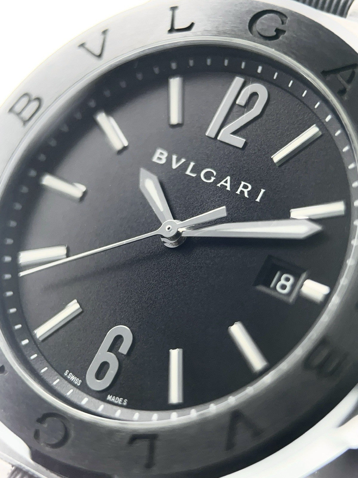 Bulgari Diagono Stainless Steel Black Dial 42mm Automatic Mens Watch DG42SC