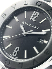 Bulgari Diagono Stainless Steel Black Dial 42mm Automatic Mens Watch DG42SC