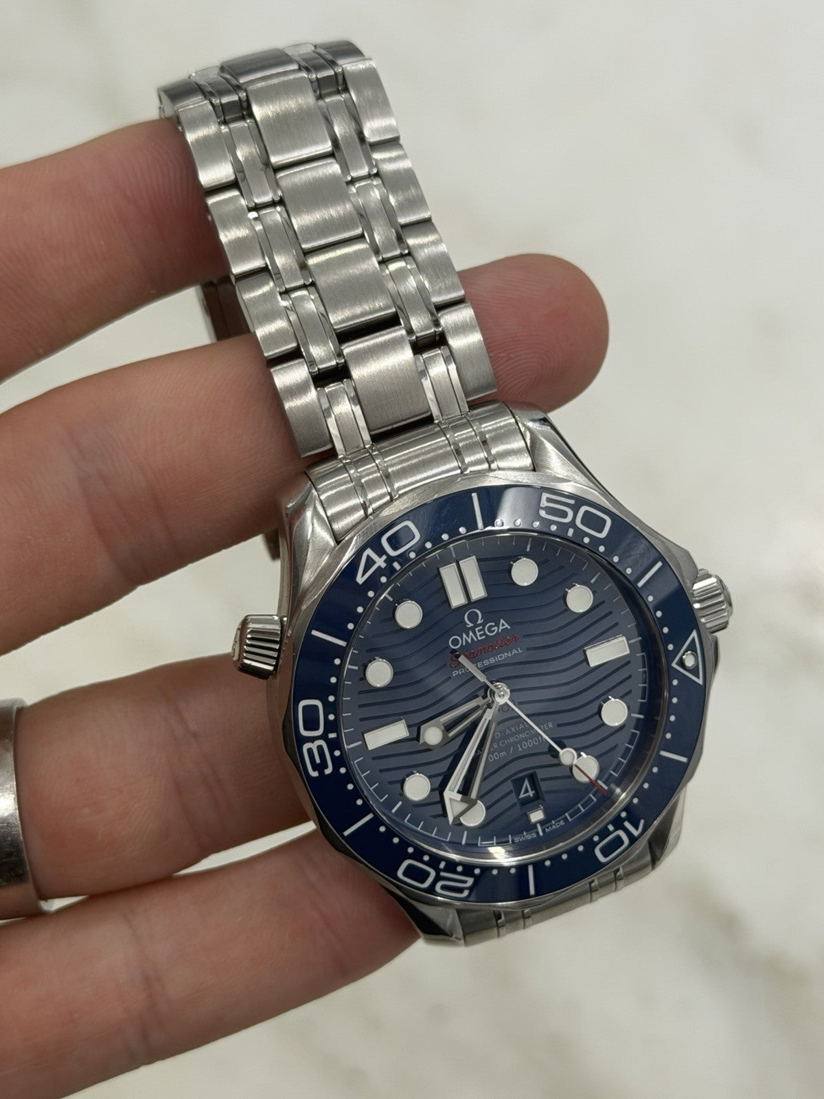 2023 Omega Seamaster Wave 300m Diver Blue Ceramic Watch 210.30.42.20.03.001