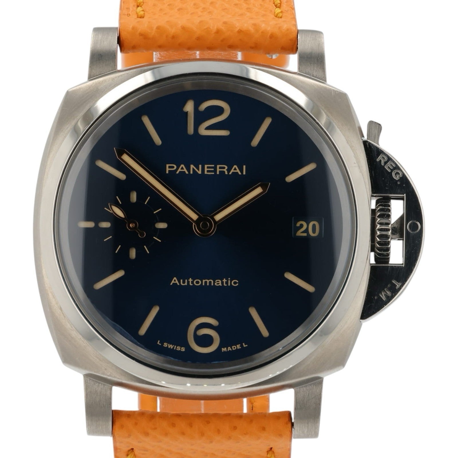 Panerai Luminor Blue Dial Titanium 38mm Automatic Movement Mens Watch PAM00926