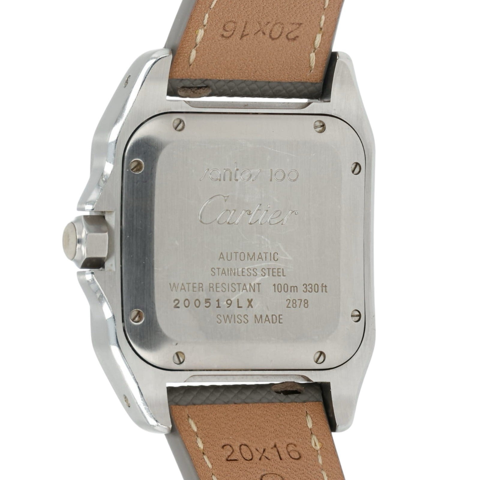 Cartier Santos 100 White Dial Stainless Steel 33x44mm Auto Watch W20129U2