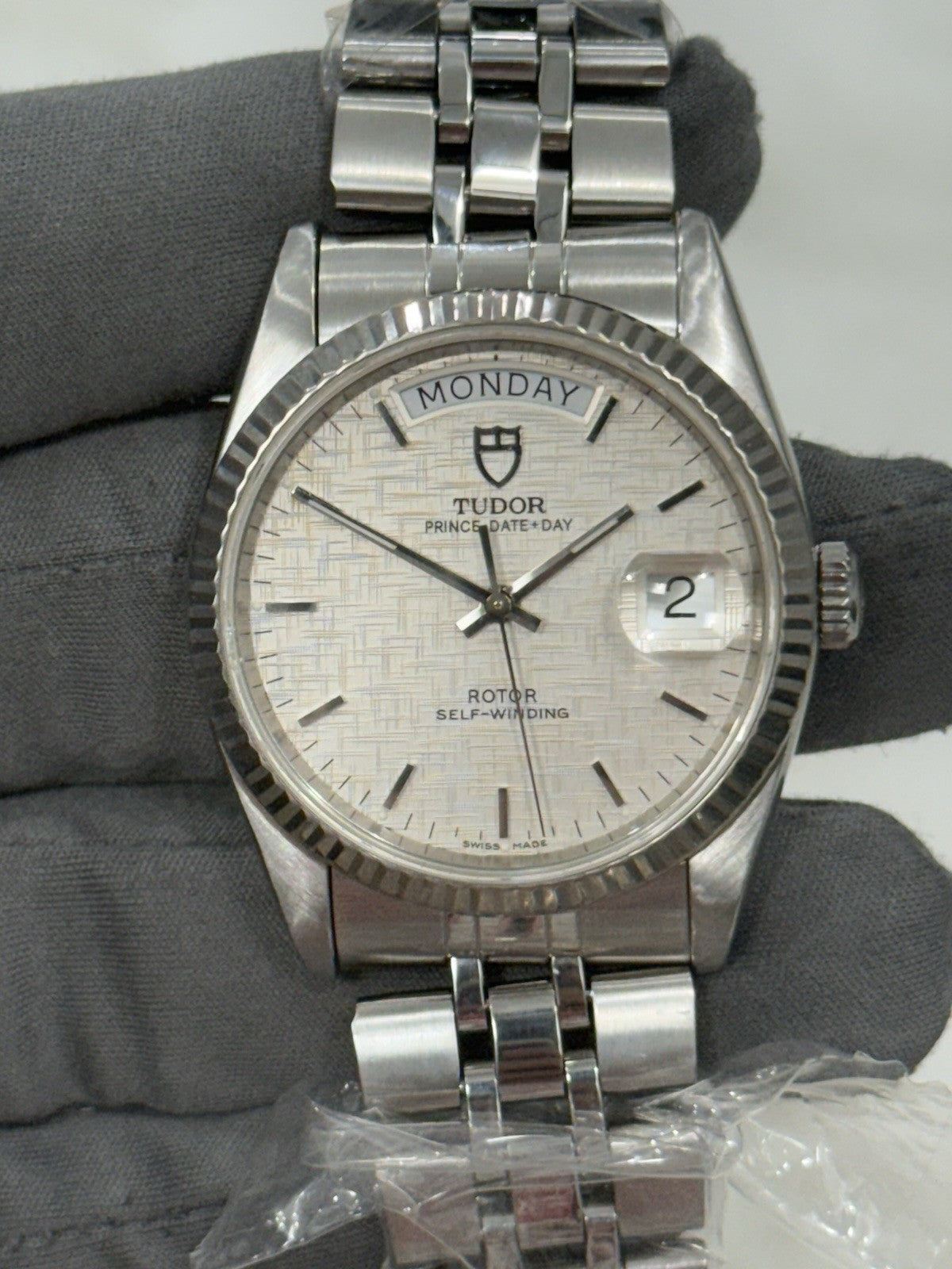 Tudor Prince Date Day Gold Bezel 36mm Linen Automatic Men’s Watch 76214