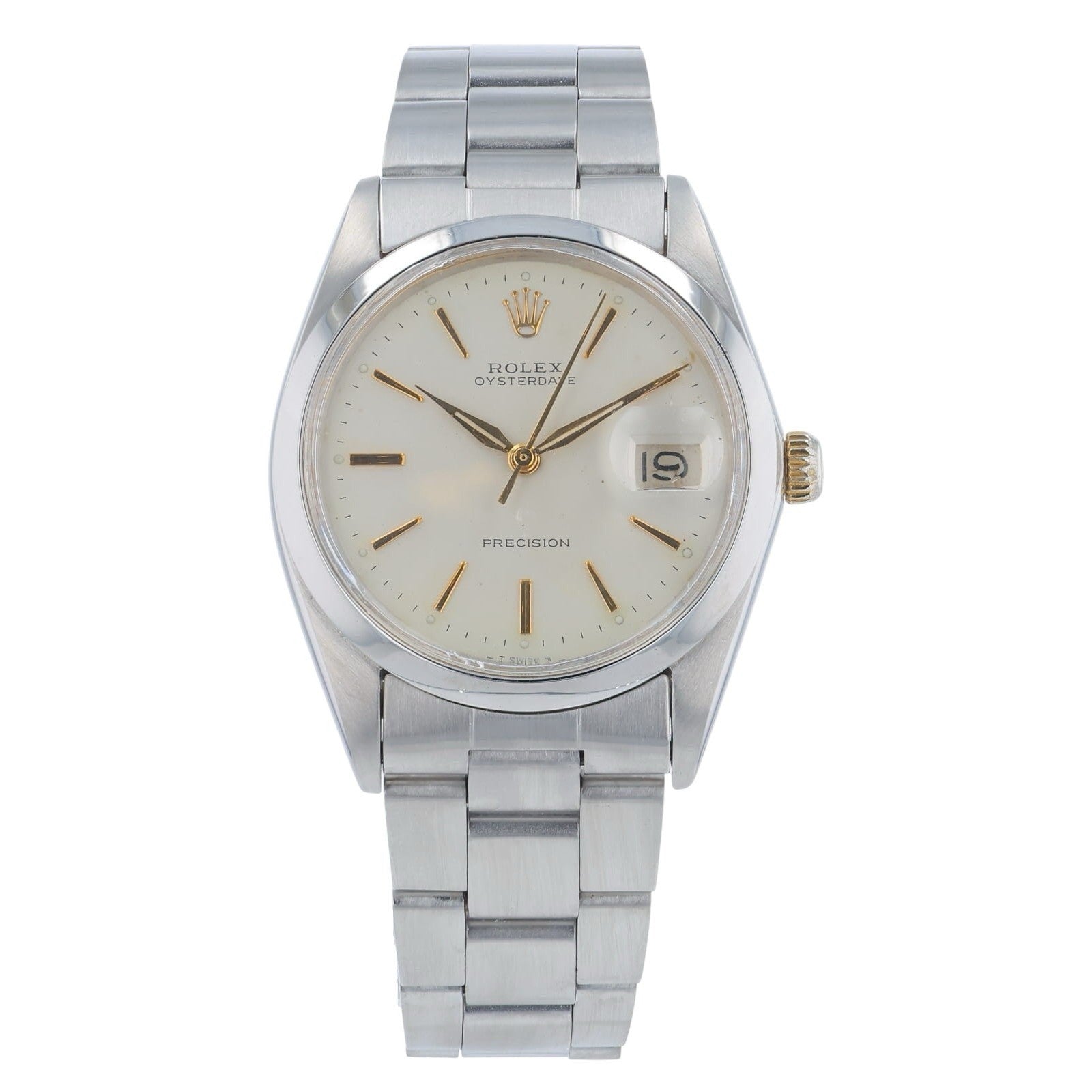 Rolex Oysterdate Precision Steel Silver Dial 34mm Manual Wind Men’s Watch 6694