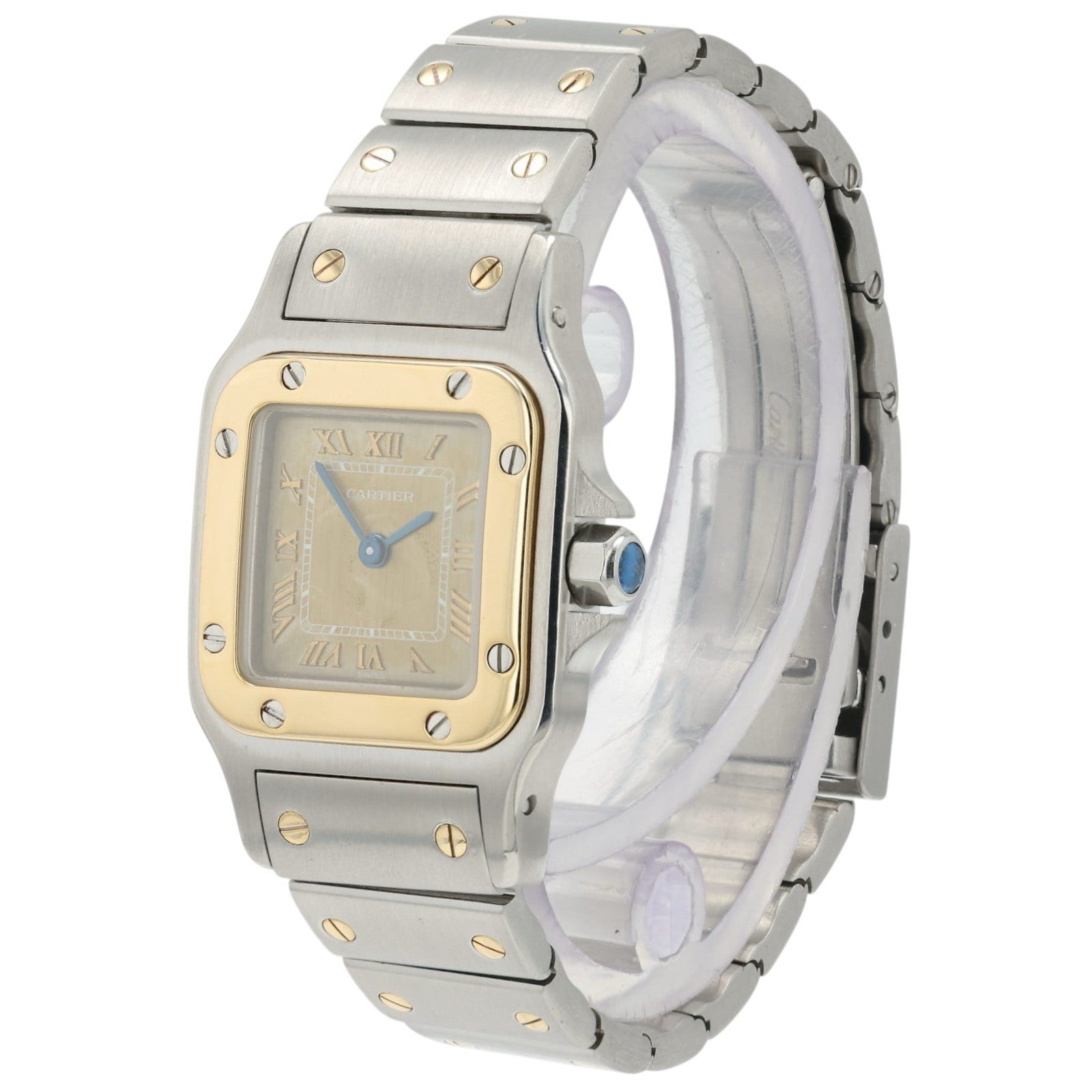 Cartier Santos Galbee Gold Dial Steel And Gold 24mm Quartz Women's Watch 1567