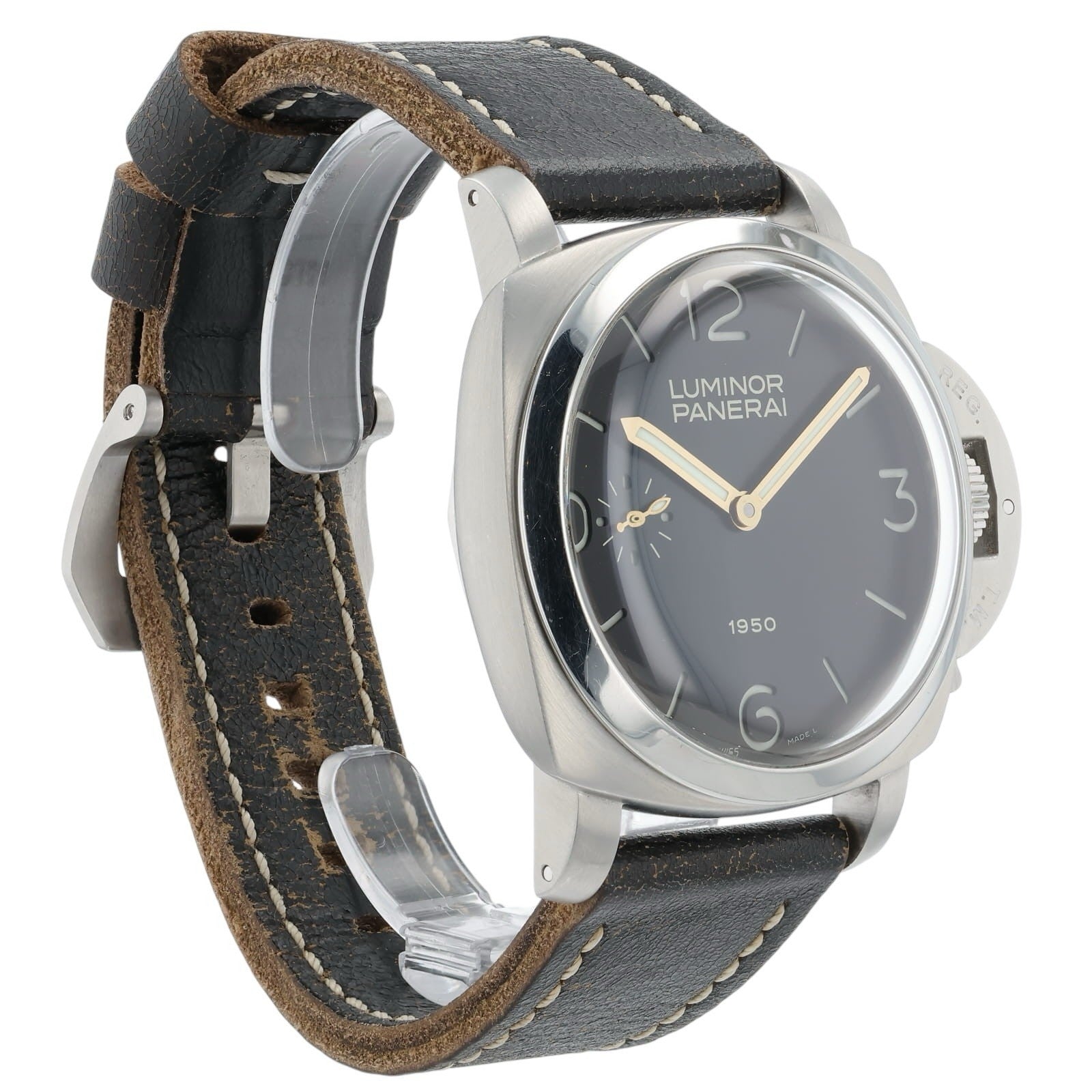 Panerai Luminor Black Dial Stainless Steel 47mm Manual Wind Mens Watch PAM00127