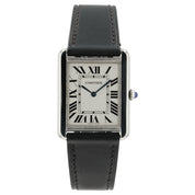Cartier Tank Solo Silver Dial Stainless Steel 27x34mm Quartz Mens Watch W1018355