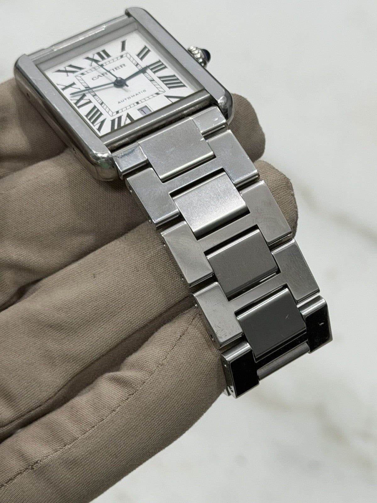 Cartier Tank Solo Date XL Stainless Steel 31mm Automatic Men's Watch 3515