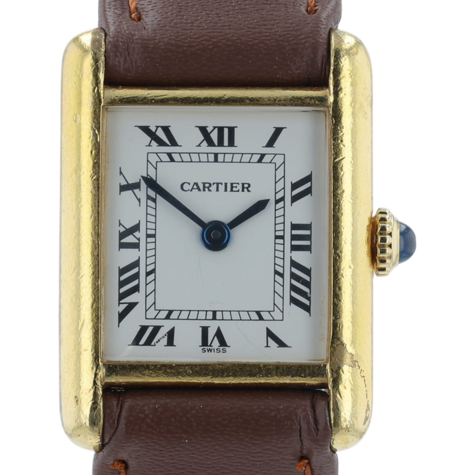 Cartier Tank White Dial Gold Plated 21mm Manual Wind Women's Watch