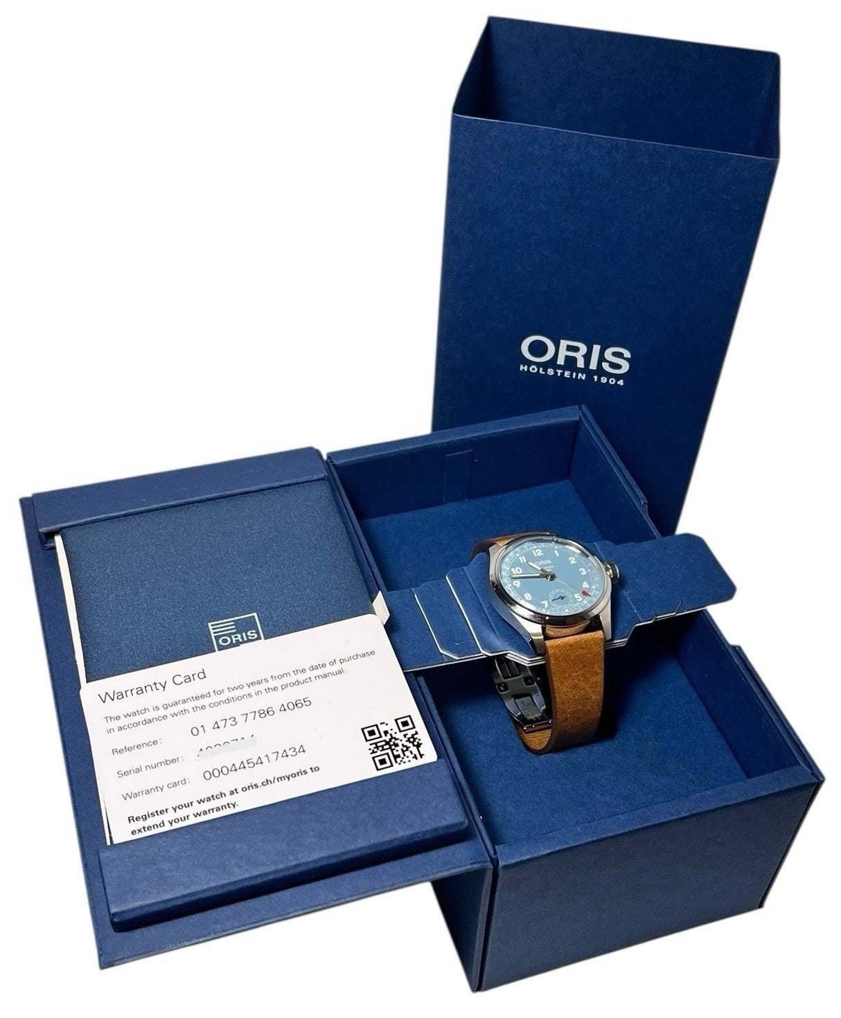 Oris Big Crown Stainless Steel Blue Dial 38mm Manual Wind Mens Watch 7786