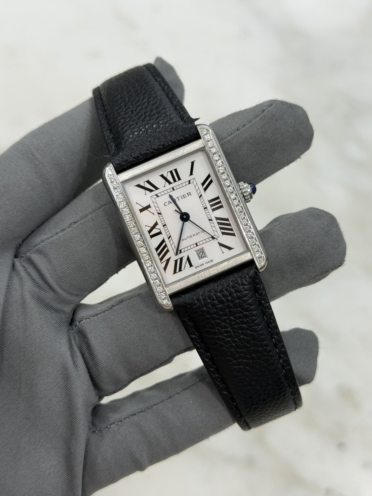 Cartier Tank Solo XL Men's Automatic Watch WSTA0029 - Aftermarket Diamonds
