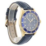 Rolex Submariner Blue Dial 18k Yellow Gold 40mm Automatic Mens Watch 16618