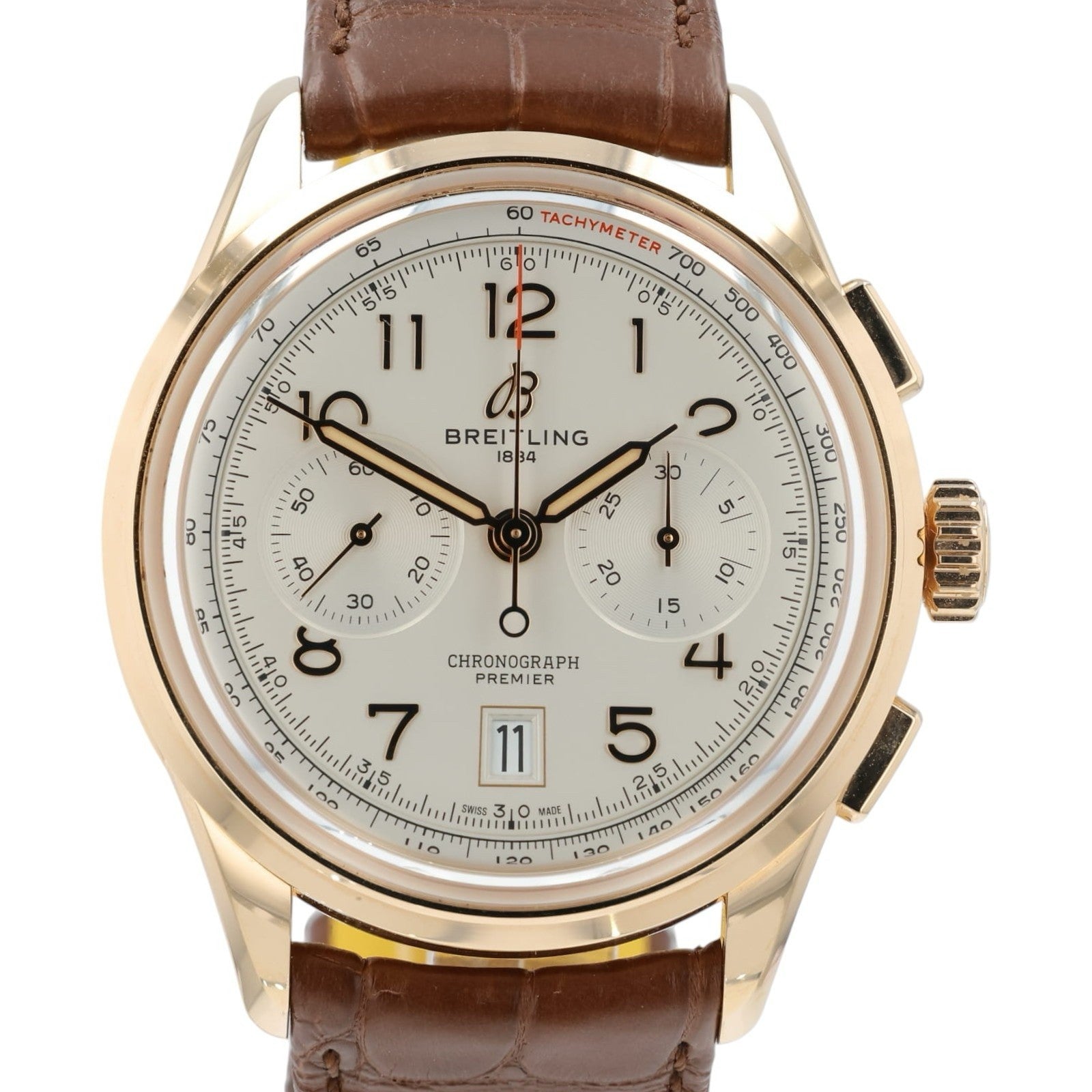 Breitling Premier Cream Dial 18k Rose Gold 42mm Automatic Men’s Watch RB0145