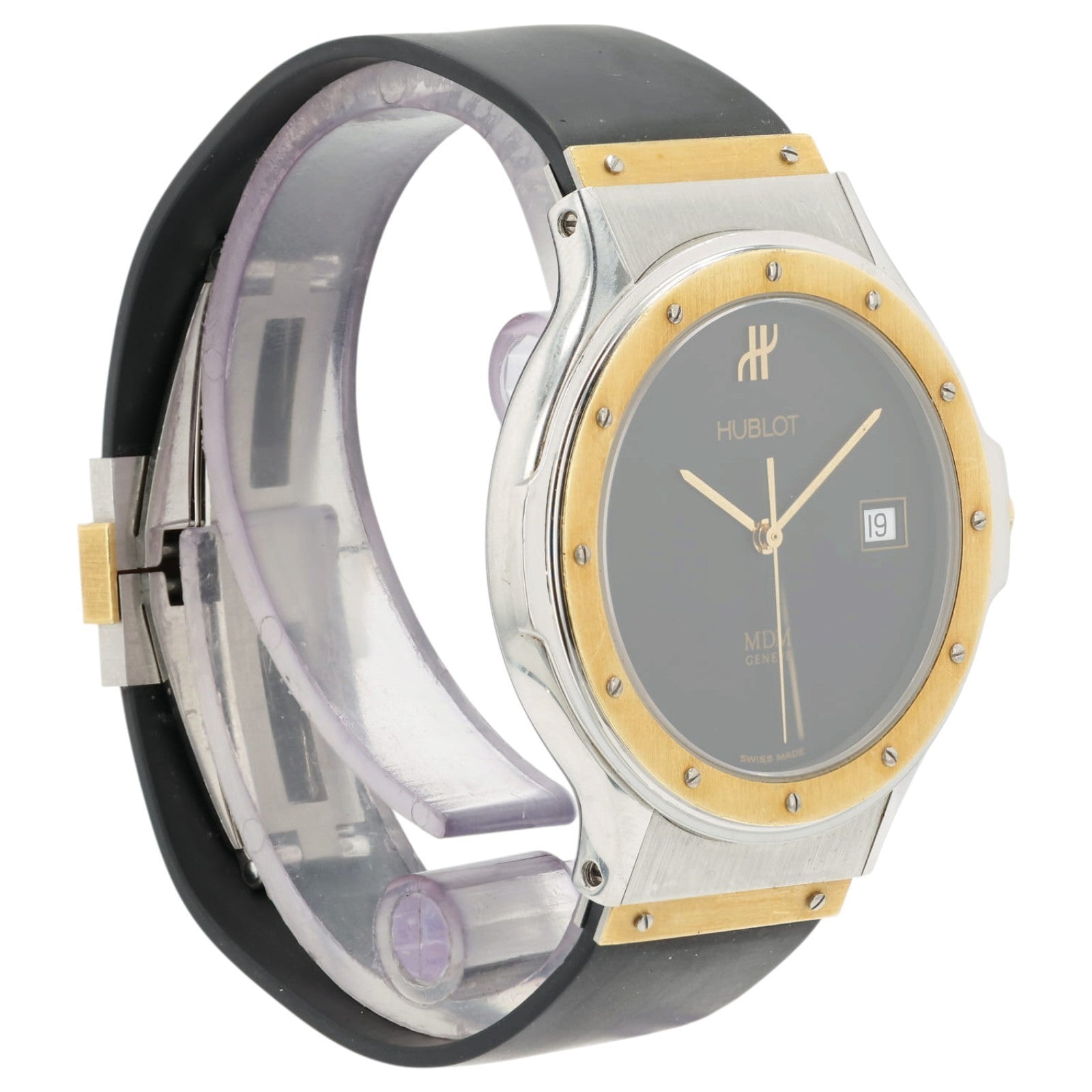 Hublot Classic MDM Black Dial Gold & Steel 36mm Quartz Men's Watch 1521.2