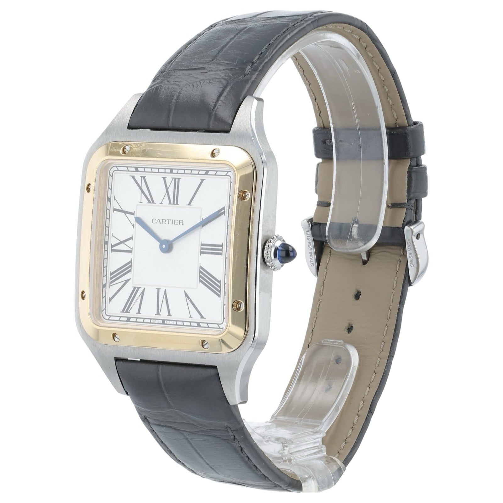 Cartier Santos Dumont Gold & Steel Silver Dial Manual Wind Men's Watch W2SA0034