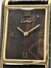 Cartier 21611 New York Tank Pallisandre De Rio Wood Dial Jumbo 1970s - Serviced