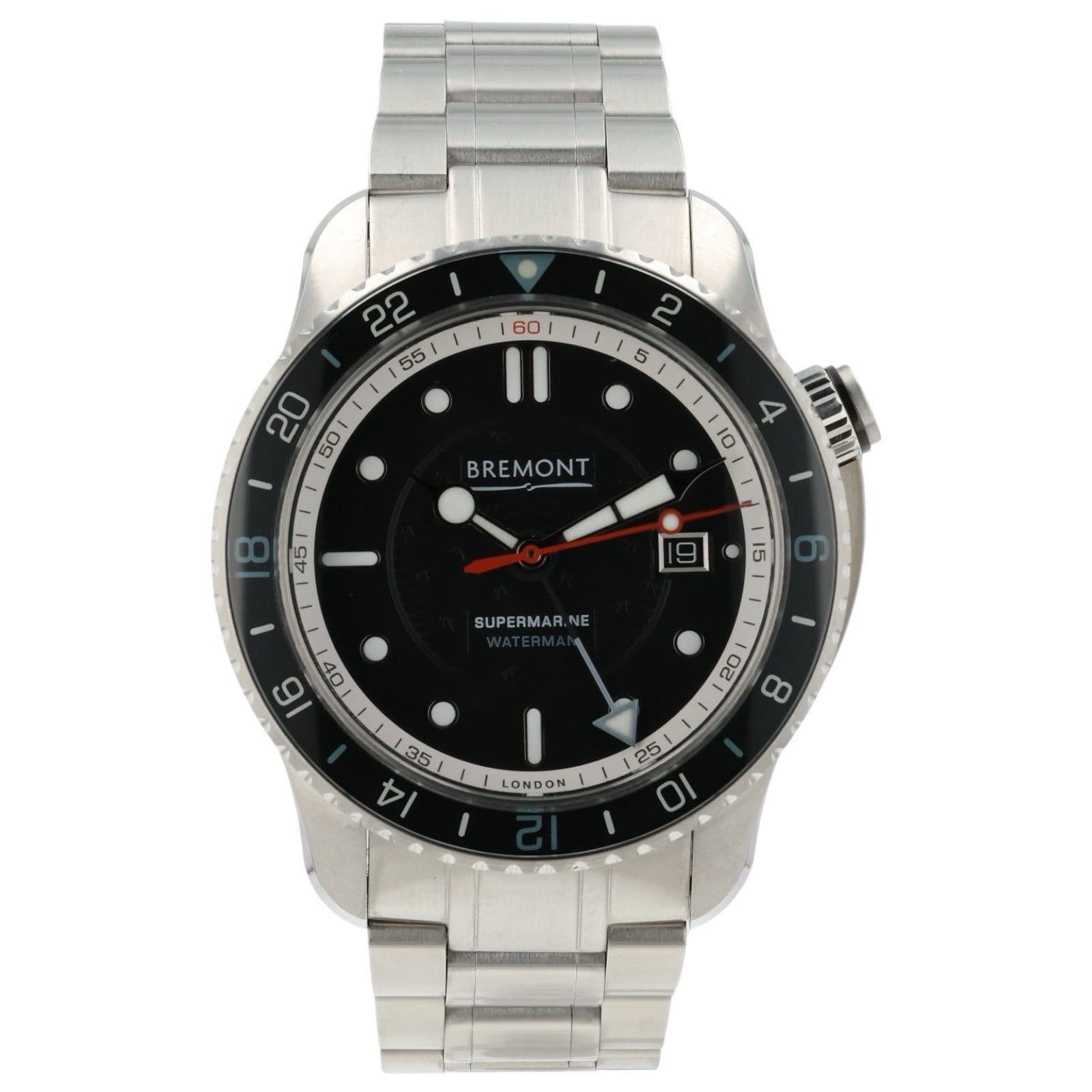 Bremont Waterman GMT Black Dial Steel 43mm Automatic Men’s Watch  - Box/Papers