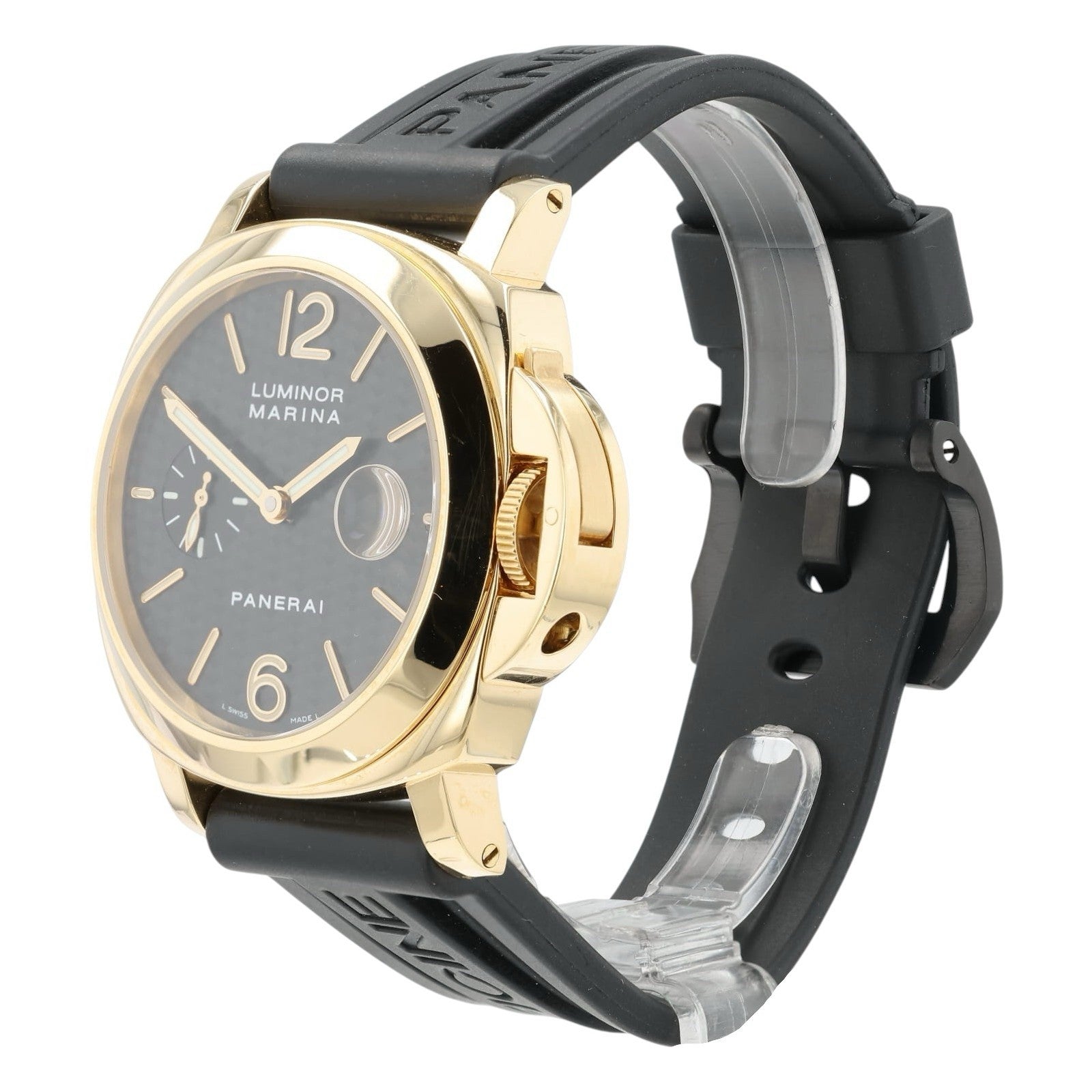 Panerai Luminor Marina Black Carbon Dial 18k Yellow Gold 44mm Automatic PAM00140