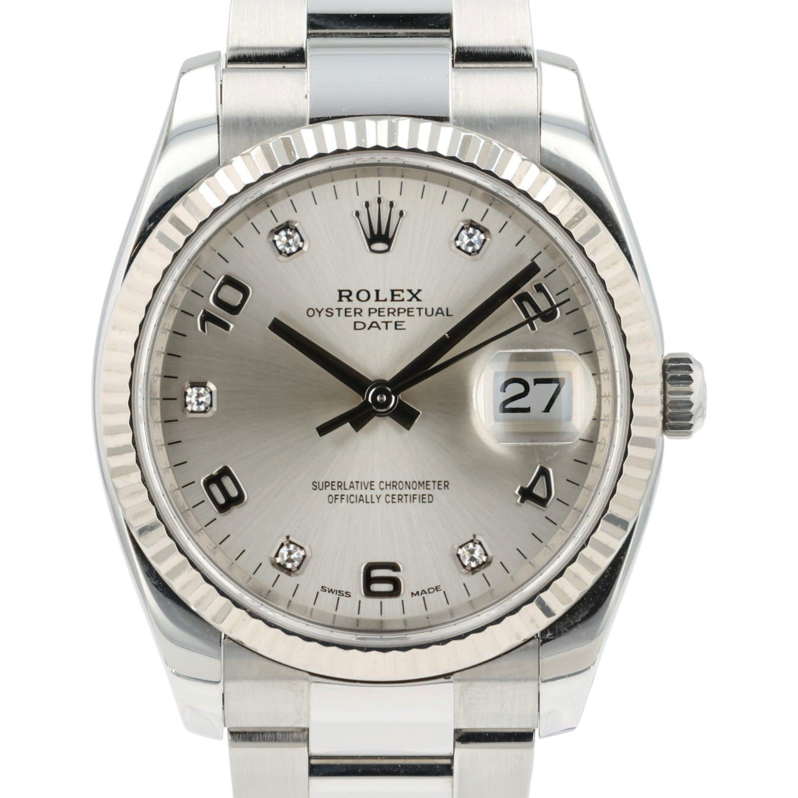 Rolex Date Silver Dial Stainless Steel 34mm Automatic Unisex Watch 115234