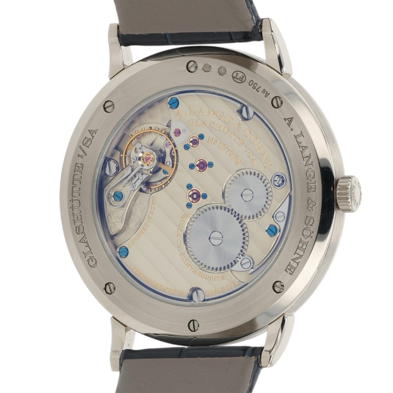 A. Lange & Sohne Saxonia Blue Dial 18k White Gold 39mm Manual Wind Men’s 205.086